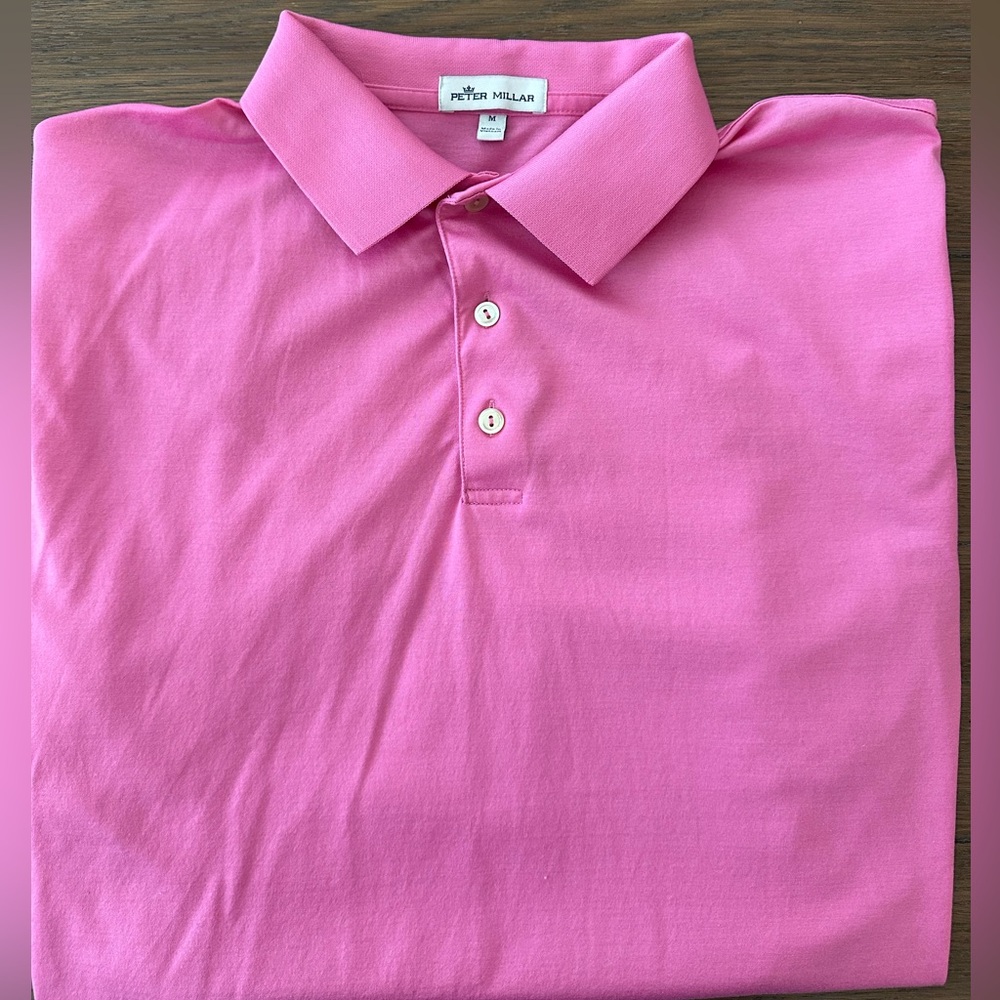 Peter Millar Pink Polo‎ Shirt Classic Style Size M Gently Worn